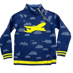 2/3 Mini Boden quarter zip airplane sweatshirt